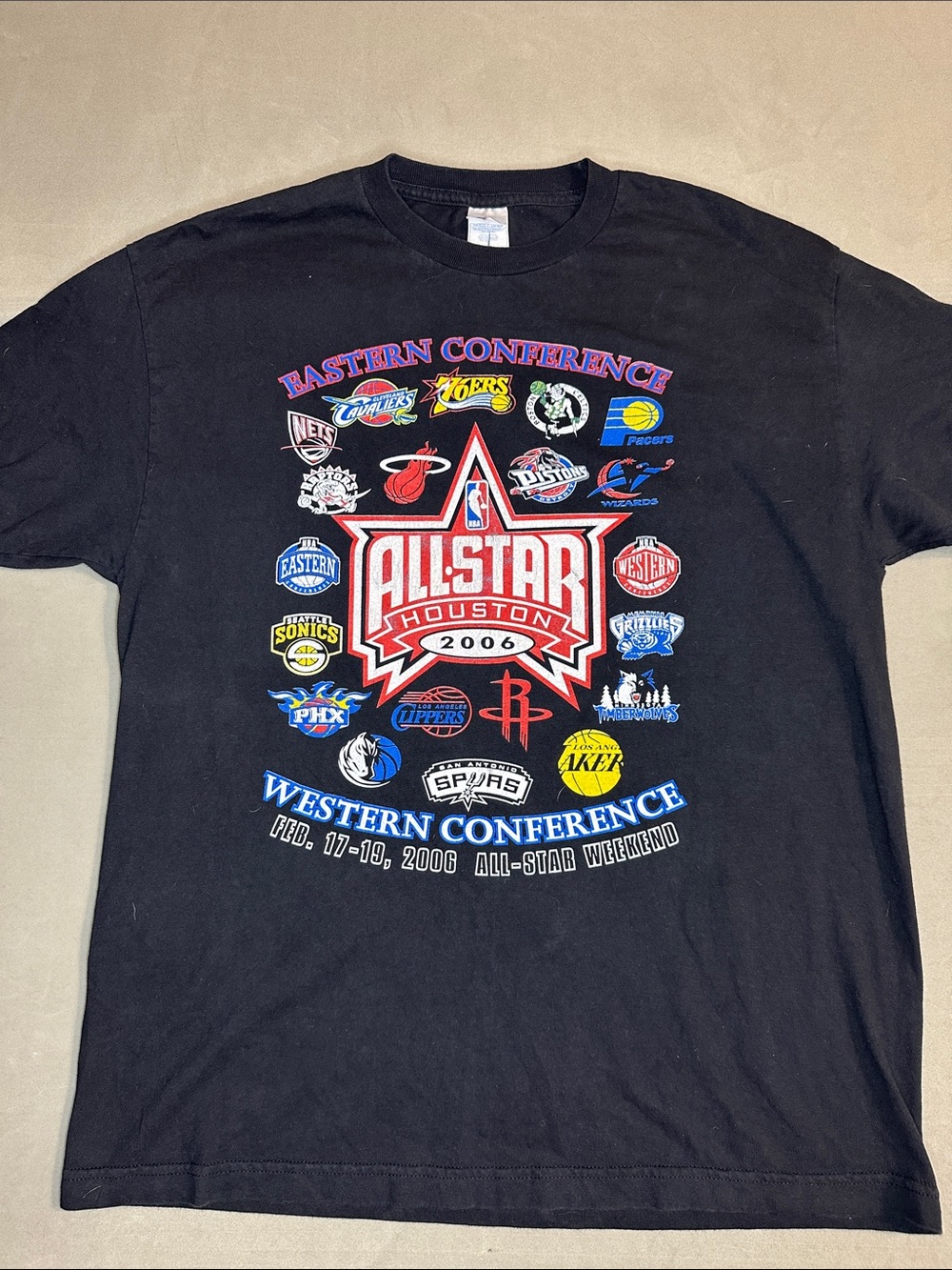 2006 NBA All-Star Houston Black Graphic Tee AAA tag - XL